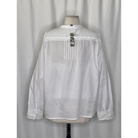 NWT!! J. CREW Pintuck Lace Trim Cotton Voile Solid White Top Blouse Large - Picture 9 of 16